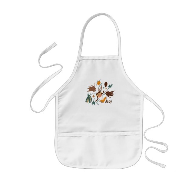 Niedlicher Erntedank Pilgrim Fall Greenery Doodles Kinderschürze (Vorne)