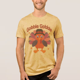 Niedlicher Erntedank Türkei Cartoon - "Globale Glo Tri-Blend Shirt