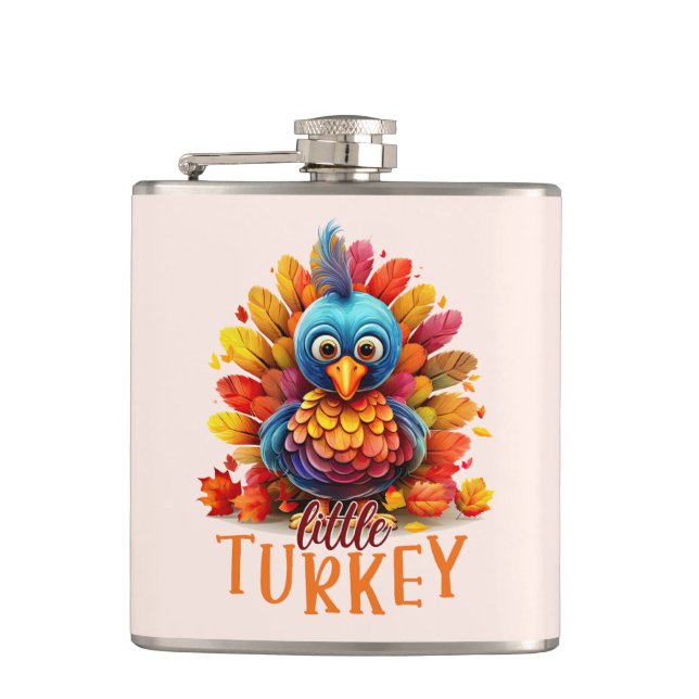 Niedlicher Erntedank Türkei Flachmann (Vorderseite)