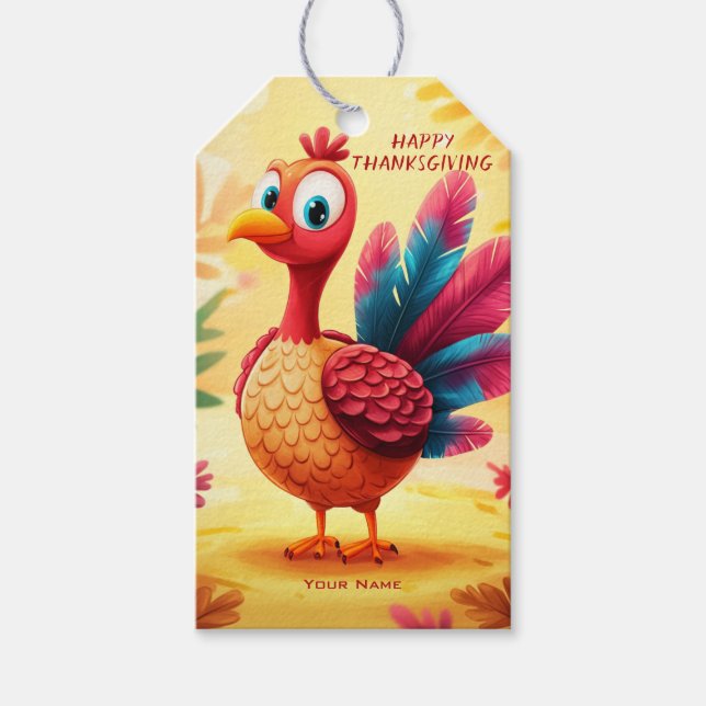 Niedlicher Erntedank Türkei Geschenkmarke Geschenkanhänger (Vorderseite)