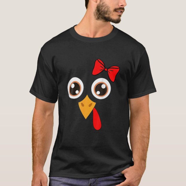 Niedlicher Erntedank Türkei Gesicht Frauen Mädchen T-Shirt (Vorderseite)