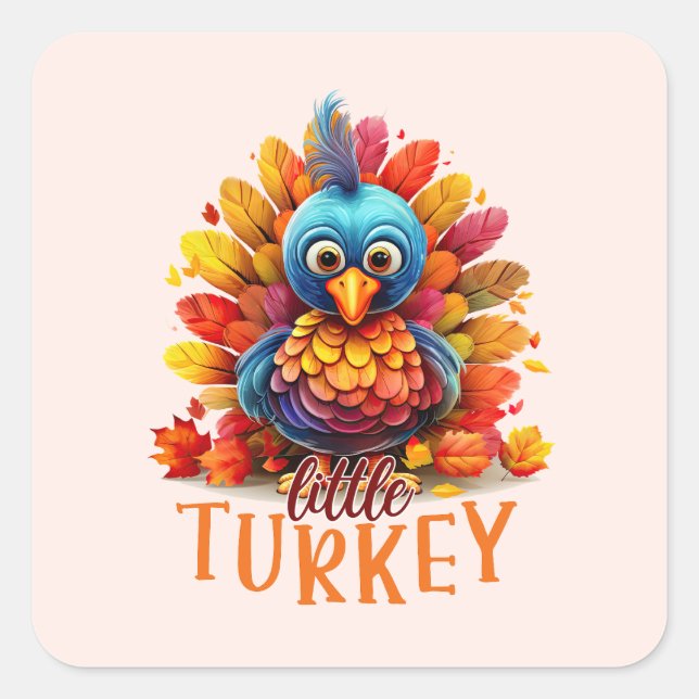 Niedlicher Erntedank Türkei Quadratischer Aufkleber (Vorderseite)