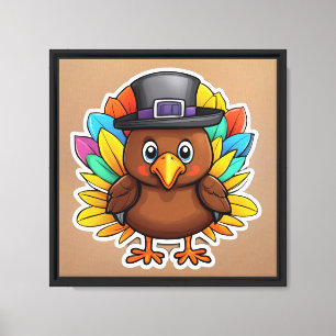 Niedlicher Erntedank Türkei Stretched Canvas Print Leinwanddruck