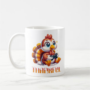 Niedlicher Erntedank Türkei Videospiel spielen Kaffeetasse