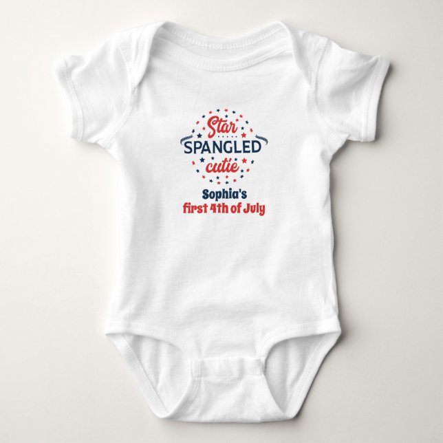 Niedlicher erster Amerikanische Unabhängigkeitstag Baby Strampler (Vorderseite)