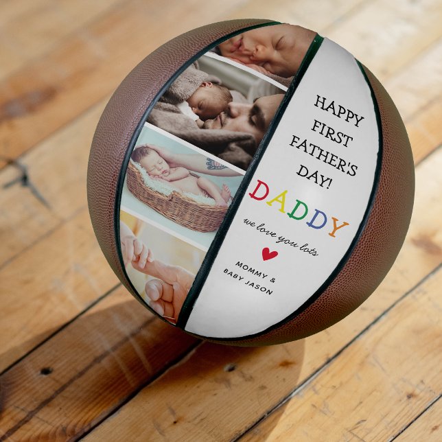 Niedlicher Erster Vatertag | Daddy Foto Collage Basketball (1st Father's day gifts for new dads!)