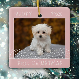 Niedlicher Erster Weihnachtshund Foto Pet Stars Ro Keramikornament