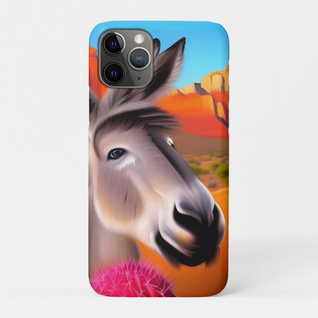 Niedlicher Esel mit blühenden Kakteen Case-Mate iPhone Hülle (Rückseite)
