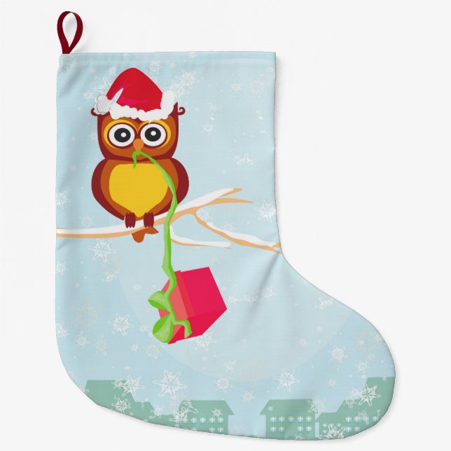 niedlicher Eule WeihnachtsStrumpf Großer Weihnachtsstrumpf (Vorderseite)