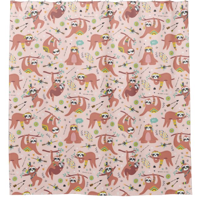 Niedlicher Exotic Christmas Animals Duschvorhang (Vorderseite)