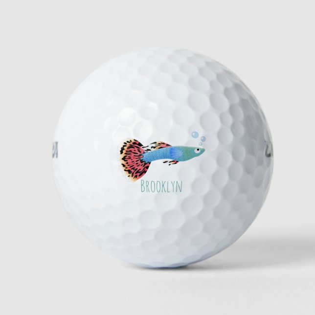 Niedlicher extravaganter tropischer Cartoon Golfball (Vorderseite)