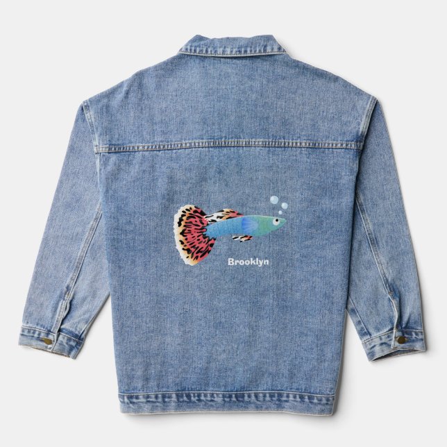 Niedlicher extravaganter tropischer Cartoon Jeansjacke (Rückseite)