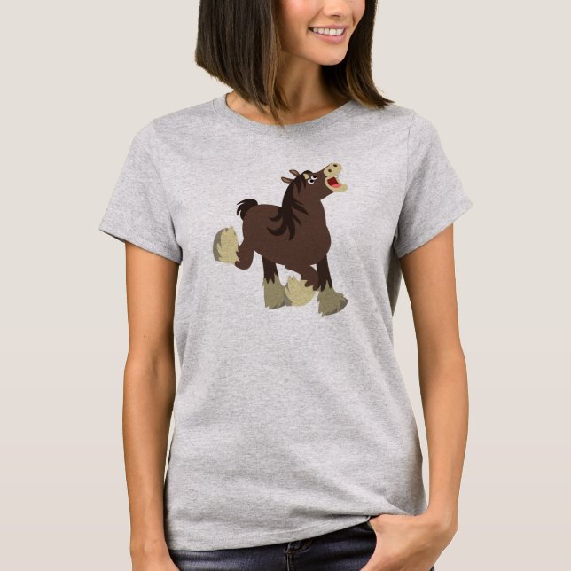 Niedlicher exuberant Cartoon Shire Horwomen T - Sh T-Shirt (Vorderseite)