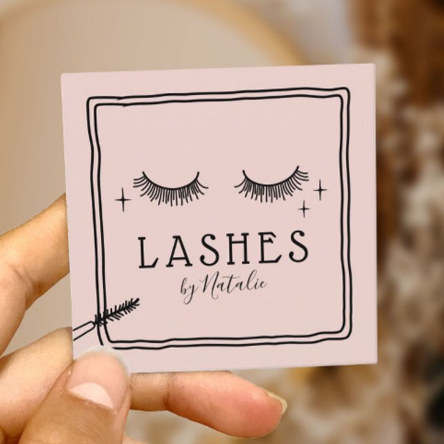 Niedlicher Eyelash Makeup Artist Blush Pink Schönh Quadratische Visitenkarte (Von Creator hochgeladen)