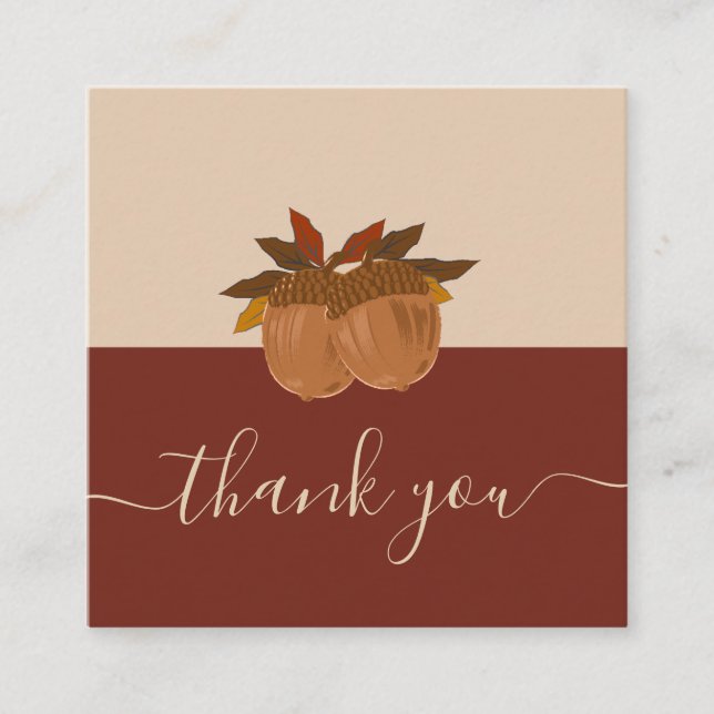 Niedlicher Fall Acorn Herbst Erntedank Danke Quadratische Visitenkarte (Vorderseite)