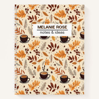 Niedlicher Fall Coffee Pattern| Custom Spiral Note Notizbuch