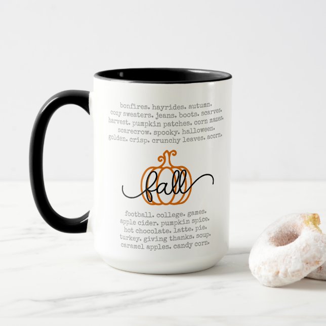 Niedlicher Fall Definition Worte Pumpkin Herbst Tasse (Mit Donut)