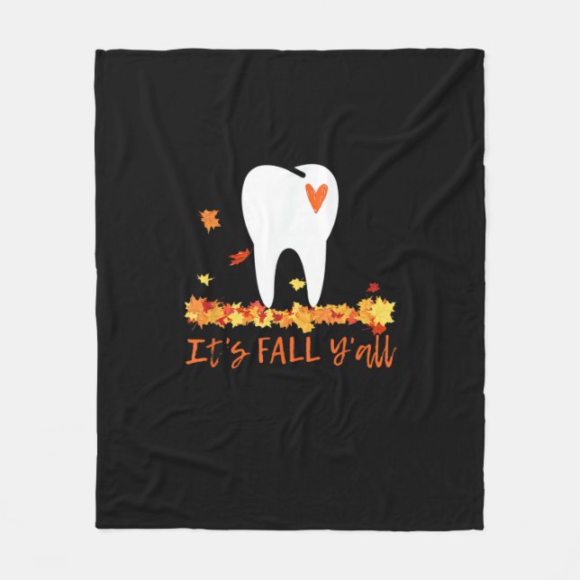 Niedlicher Fall Dental Tooth und Blätter Es fällt  Fleecedecke (Vorderseite)