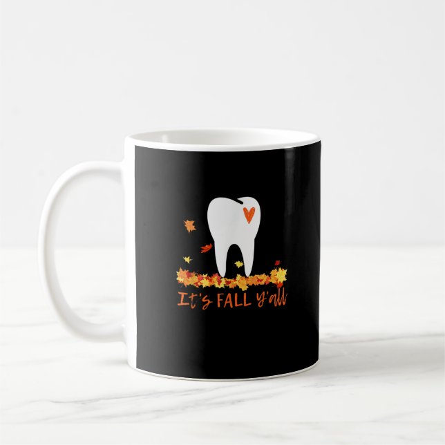 Niedlicher Fall Dental Tooth und Blätter Es fällt  Kaffeetasse (Links)