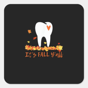 Niedlicher Fall Dental Tooth und Blätter Es fällt Quadratischer Aufkleber