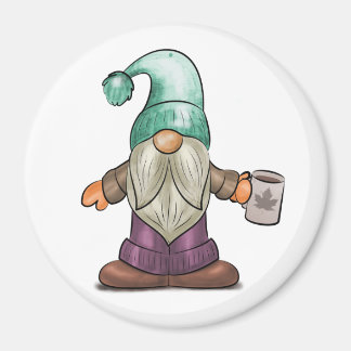 Niedlicher Fall Gnome mit Kaffee-Tasse Magnet