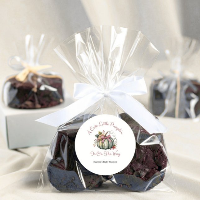 Niedlicher Fall Green & Plum Pumpkin Themed Baby D Runder Aufkleber (Von Creator hochgeladen)