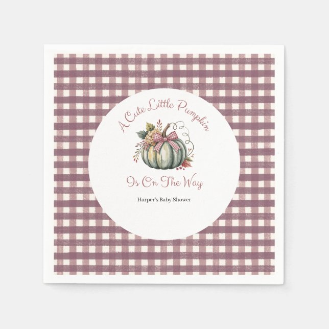 Niedlicher Fall Green & Plum Pumpkin Themed Baby D Serviette (Vorderseite)