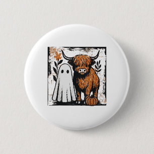 Niedlicher Fall Hochland Kuh Ghost Spooky Saison F Button