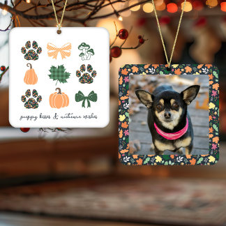 Niedlicher Fall Hund Foto Keramik Ornament