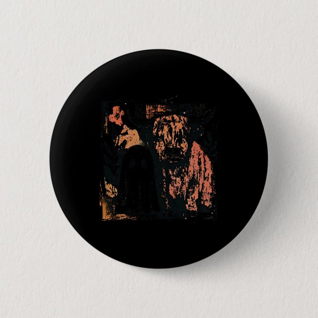 Niedlicher Fall Kuh Ghost Retro Spooky Jahreszeit  Button (Vorderseite)