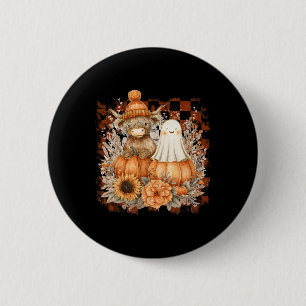 Niedlicher Fall Kuh Ghost Spooky Jahreszeit Herbst Button