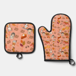 Niedlicher Fall Oven Mitt und Pot Holder Ofenhandschuh & Topflappen-Set