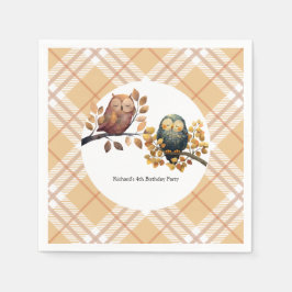 Niedlicher Fall Owl & Eichhörnchen Junge Geburtsta Serviette
