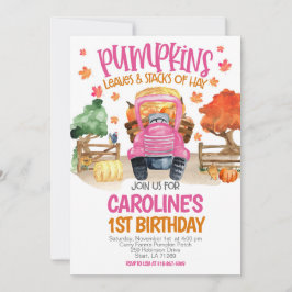 Niedlicher Fall Pink Pumpkin Girls Geburtstag Einladung