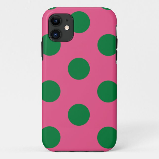 Niedlicher Fall Polka Dot Pink & Green Case-Mate iPhone Hülle (Rückseite)