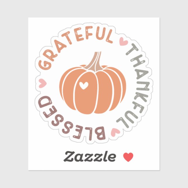 Niedlicher Fall Pumpkin dankbar Dankbares gesegnet Aufkleber (Blatt)