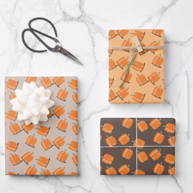 Niedlicher Fall Pumpkin Fallmuster Geschenkpapier Set (Vorderseite)