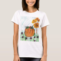 Niedlicher Fall Pumpkin mit violetten Blumen