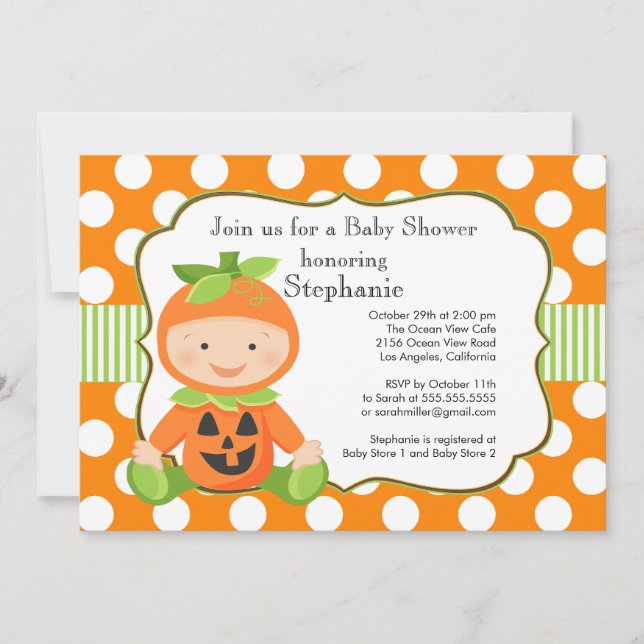 Niedlicher Fall Pumpkin Neutral Baby Dusche Einlad Einladung (Vorderseite)
