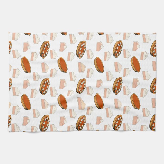 Niedlicher Fall Pumpkin Pies Pattern glückliches E Geschirrtuch (Horizontal)
