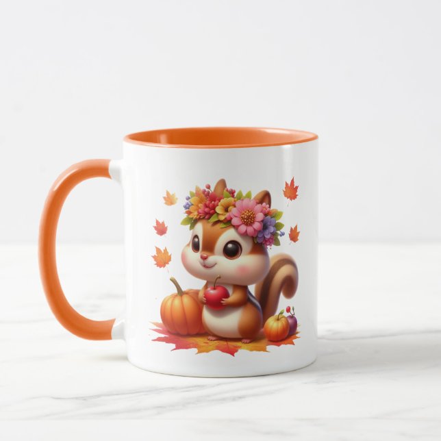 Niedlicher Fall Saisonale Eichhörnchen hinzufügen Tasse (Links)