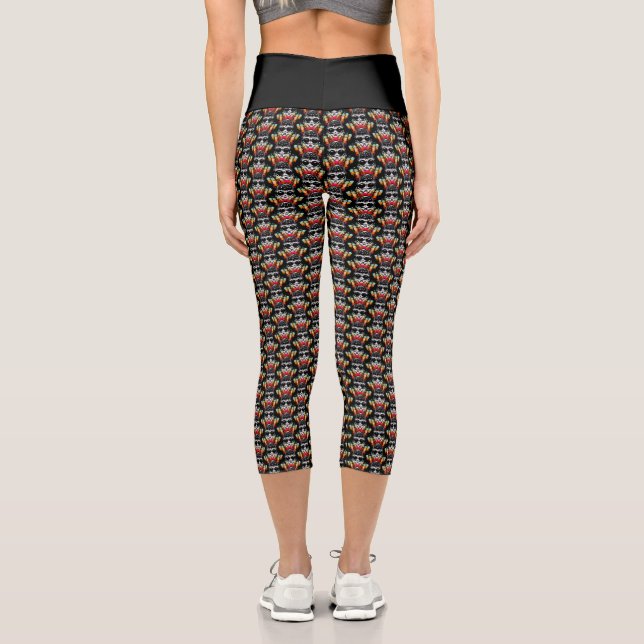 Niedlicher Fall Spider mit Dewdrop Hat Muster Capri Leggings (Rückseite)