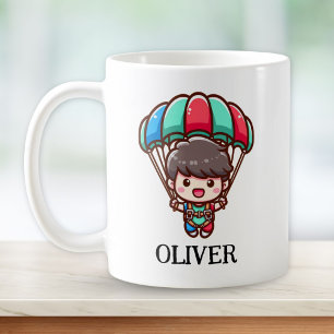 Niedlicher Fallschirmspringer mit farbenfrohem Fal Kaffeetasse