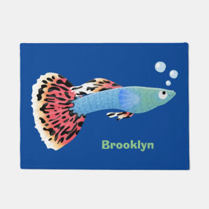Niedlicher fancy Guppy tropischer Fisch Cartoon Fußmatte