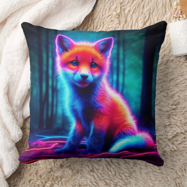 Niedlicher Fantasiefuchs mit biolumineszenter Aura Kissen (Decke)