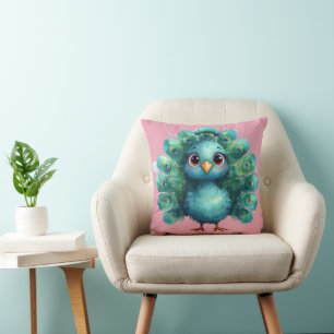 Niedlicher Fantasy-zauberhafter Blauer Pfau Kissen