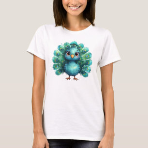 Niedlicher Fantasy-zauberhafter Blauer Pfau T-Shirt