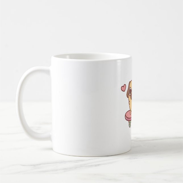 Niedlicher Farb-Mops auf Skateboard Funny Kaffeetasse (Links)