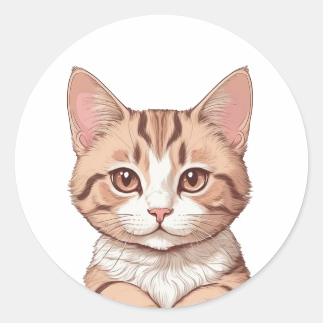 niedlicher Farbaufkleber für Katzenwasser Runder Aufkleber (Vorderseite)