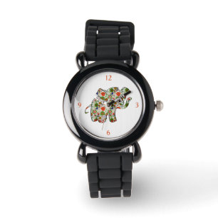 Niedlicher, farbenfroher Blumenjunge Elefant Armbanduhr